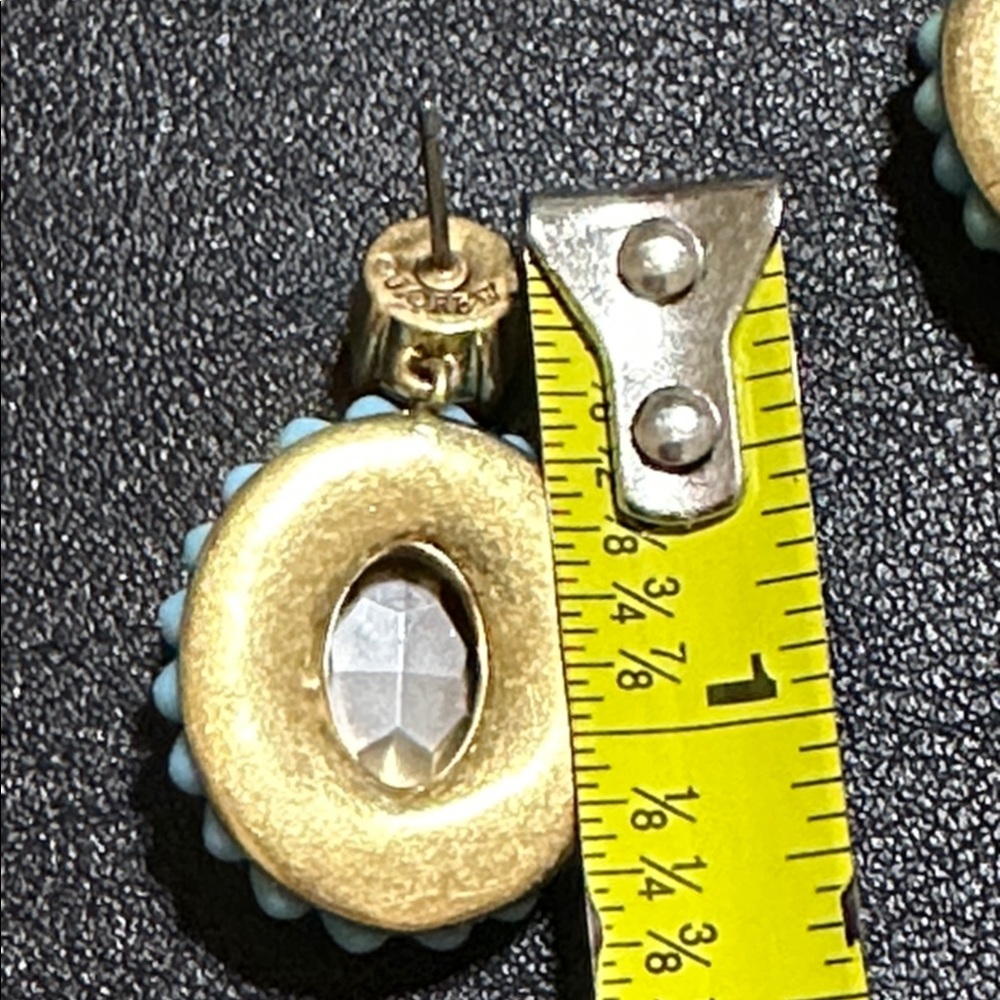 J Crew Blue Floral Rhinestone Drop Earrings - Picture 10 of 13